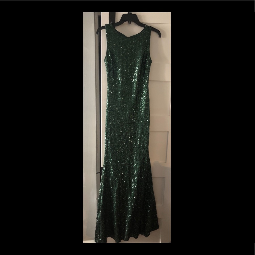 Sequined green formal gown